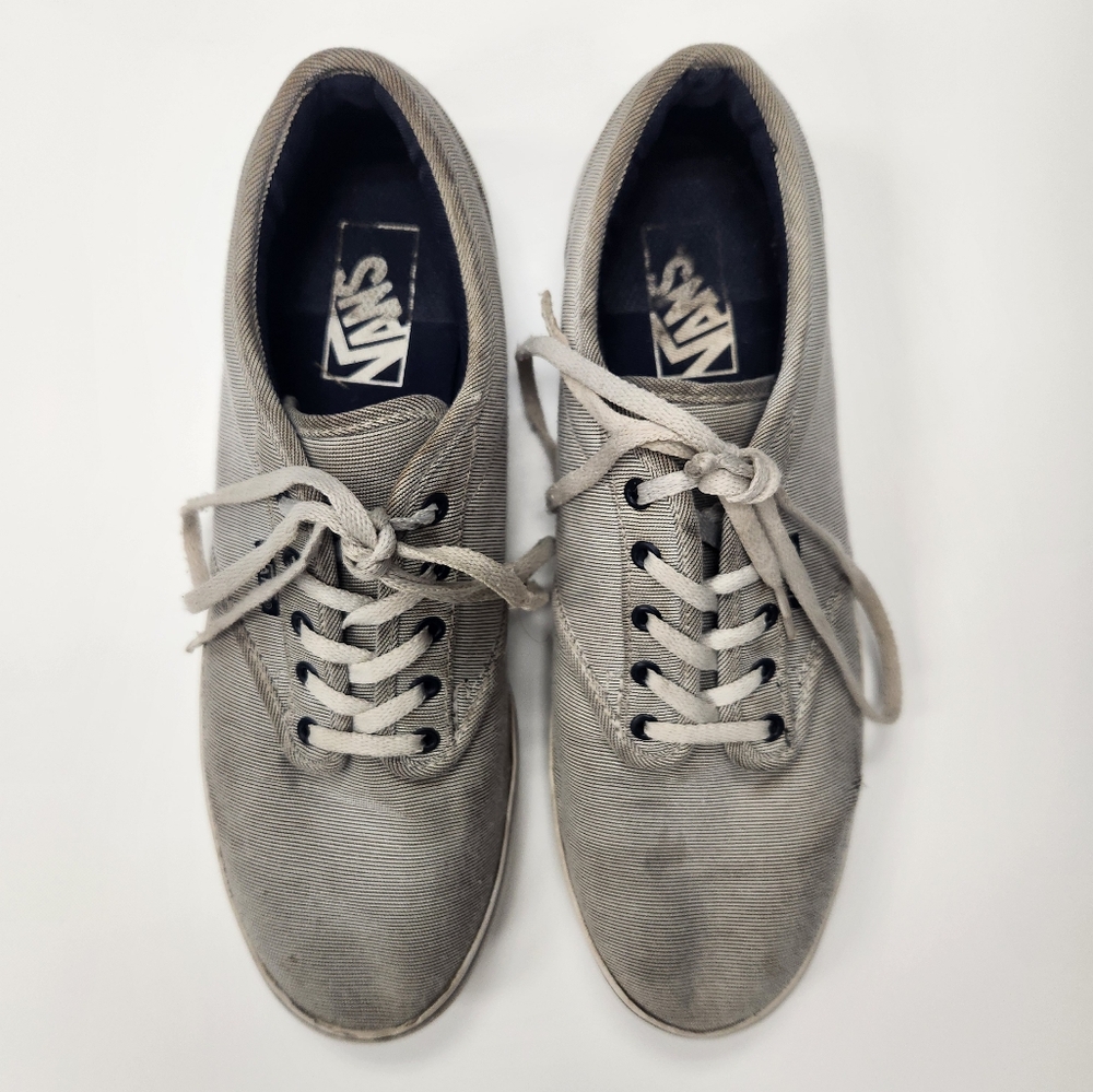 VANS Atwood Women's 8.5 Navy and Gray Striped canvas trainers /sneakera